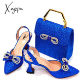 Xajzpa - The Latest Ins Style Rhinestone Bow Side Empty Party High Heels Pointed Toe Stiletto