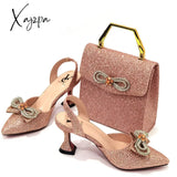 Xajzpa - The Latest Ins Style Rhinestone Bow Side Empty Party High Heels Pointed Toe Stiletto