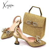 Xajzpa - The Latest Ins Style Rhinestone Bow Side Empty Party High Heels Pointed Toe Stiletto