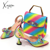 Xajzpa - The Latest Ins Style Rhinestone Bow Side Empty Party High Heels Pointed Toe Stiletto