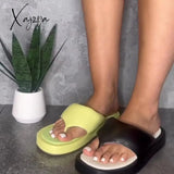 Xajzpa - Thick Sole Wedges Flip Flops For Women 2023 Summer Clip Platform Sandals Woman Non-Slip