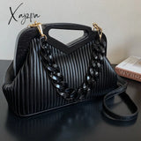 Xajzpa - Top Brand Triangle Tote Bag Designer Pleated Shoulder Bag for Women Clutch Purses Crossbody Bag High Quality Satchels Hobo Bags