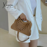 Xajzpa - Top Brand Triangle Tote Bag Designer Pleated Shoulder For Women Clutch Purses Crossbody