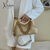 Xajzpa - Top Brand Triangle Tote Bag Designer Pleated Shoulder For Women Clutch Purses Crossbody