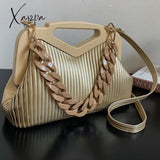 Xajzpa - Top Brand Triangle Tote Bag Designer Pleated Shoulder For Women Clutch Purses Crossbody