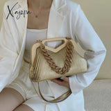 Xajzpa - Top Brand Triangle Tote Bag Designer Pleated Shoulder For Women Clutch Purses Crossbody