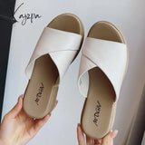 Xajzpa - Top Layer Cowhide Womens Casual Flat Bottomed Sandals Summer New Leather Slippers Shoes