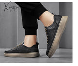 Xajzpa - Top Quality Genuine Leather Shoes Mens Sneakers Knit Collar Men’s Casual Hollow Men