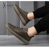 Xajzpa - Top Quality Genuine Leather Shoes Mens Sneakers Knit Collar Men’s Casual Hollow Men