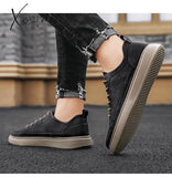 Xajzpa - Top Quality Genuine Leather Shoes Mens Sneakers Knit Collar Men’s Casual Hollow Men