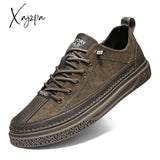 Xajzpa - Top Quality Genuine Leather Shoes Mens Sneakers Knit Collar Men’s Casual Hollow Men