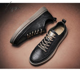 Xajzpa - Top Quality Genuine Leather Shoes Mens Sneakers Knit Collar Men’s Casual Hollow Men