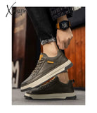 Xajzpa - Top Quality Genuine Leather Shoes Mens Sneakers Knit Collar Men’s Casual Hollow Men