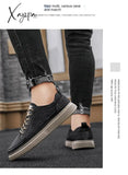 Xajzpa - Top Quality Genuine Leather Shoes Mens Sneakers Knit Collar Men’s Casual Hollow Men