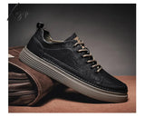 Xajzpa - Top Quality Genuine Leather Shoes Mens Sneakers Knit Collar Men’s Casual Hollow Men