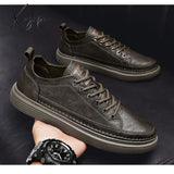 Xajzpa - Top Quality Genuine Leather Shoes Mens Sneakers Knit Collar Men’s Casual Hollow Men