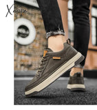 Xajzpa - Top Quality Genuine Leather Shoes Mens Sneakers Knit Collar Men’s Casual Hollow Men