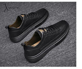 Xajzpa - Top Quality Genuine Leather Shoes Mens Sneakers Knit Collar Men’s Casual Hollow Men