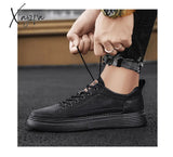 Xajzpa - Top Quality Genuine Leather Shoes Mens Sneakers Knit Collar Men’s Casual Hollow Men