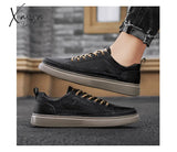 Xajzpa - Top Quality Genuine Leather Shoes Mens Sneakers Knit Collar Men’s Casual Hollow Men