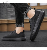 Xajzpa - Top Quality Genuine Leather Shoes Mens Sneakers Knit Collar Men’s Casual Hollow Men