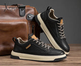 Xajzpa - Top Quality Genuine Leather Shoes Mens Sneakers Knit Collar Men’s Casual Hollow Men