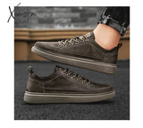 Xajzpa - Top Quality Genuine Leather Shoes Mens Sneakers Knit Collar Men’s Casual Hollow Men