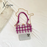 Xajzpa - Transparent Acrylic Handbag Solid Color Plaid Simple Shoulder Bag Versatile Coin Purse