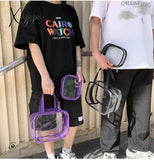 Xajzpa - Transparent Pvc Set Bag Waterproof Backpack Unisex Large Capacity Solid Clear Couple