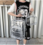 Xajzpa - Transparent Pvc Set Bag Waterproof Backpack Unisex Large Capacity Solid Clear Couple