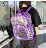 Xajzpa - Transparent Pvc Set Bag Waterproof Backpack Unisex Large Capacity Solid Clear Couple