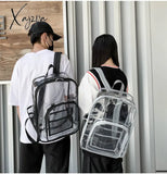 Xajzpa - Transparent Pvc Set Bag Waterproof Backpack Unisex Large Capacity Solid Clear Couple