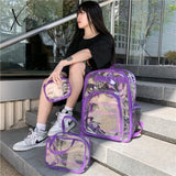 Xajzpa - Transparent Pvc Set Bag Waterproof Backpack Unisex Large Capacity Solid Clear Couple