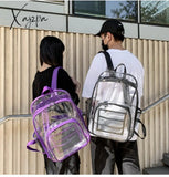 Xajzpa - Transparent Pvc Set Bag Waterproof Backpack Unisex Large Capacity Solid Clear Couple