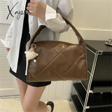 Xajzpa - Trend Quilted Plaid Design Women’s Handbag Soft Pu Leather Shoulder Side Bags For Women