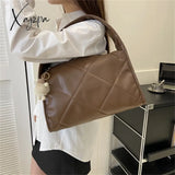 Xajzpa - Trend Quilted Plaid Design Women’s Handbag Soft Pu Leather Shoulder Side Bags For Women