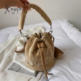 Xajzpa - Trendy Brand Designer Velour Bucket Shoulder Crossbody Bags Women Handbags And Purse New