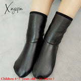 Xajzpa - Unisex Winter Warm Leather Thermal Boot Slipper Indoor House Soft Non-Slip Socks Non Slip