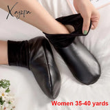 Xajzpa - Unisex Winter Warm Leather Thermal Boot Slipper Indoor House Soft Non-Slip Socks Non Slip