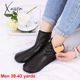 Xajzpa - Unisex Winter Warm Leather Thermal Boot Slipper Indoor House Soft Non-Slip Socks Non Slip