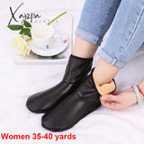 Xajzpa - Unisex Winter Warm Leather Thermal Boot Slipper Indoor House Soft Non-Slip Socks Non Slip