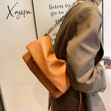 Xajzpa - Vintage Chains Women Shoulder Bags Designer Lady Handbags Retro Matte Leather Crossbody