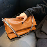 Xajzpa - Vintage Chains Women Shoulder Bags Designer Lady Handbags Retro Matte Leather Crossbody