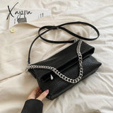 Xajzpa - Vintage Chains Women Shoulder Bags Designer Lady Handbags Retro Matte Leather Crossbody