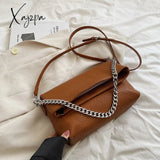 Xajzpa - Vintage Chains Women Shoulder Bags Designer Lady Handbags Retro Matte Leather Crossbody