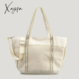 Xajzpa - Vintage Diamonds Suede Tote Bag Designer Lambswool Women Handbags Luxury Faux Fur Shoulder