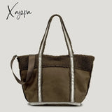 Xajzpa - Vintage Diamonds Suede Tote Bag Designer Lambswool Women Handbags Luxury Faux Fur Shoulder