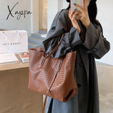 Xajzpa - Vintage Fashion Female Weave Style New High Quality Pu Leather Women Designer Handbag