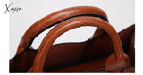 Xajzpa - Vintage Genuine Leather Bags Women Messenger High Quality Oil Wax Female Handbags Ladies