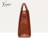 Xajzpa - Vintage Genuine Leather Bags Women Messenger High Quality Oil Wax Female Handbags Ladies